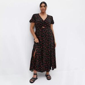 CITY CHIC Aliya Black Dress with Cherrie Printed Maxi Dress, NWT! Size 24 XXL
